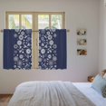 thumbnail image 3 of Japanese Kitchen Curtain for Berdoom Living Room Cafe 54 Inch Length, Navy Blue Country Flowers Leaves Aesthetic Tiers Curtains Light Filtering Drapes Rod Pocket Window Treatment 2 Panels 52"Wx54"L, 3 of 8