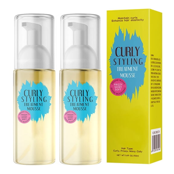 Flexible Hold Coconut Milk Foam - Curly Hair Styling Defining Foam, Soft Wraps, Anti Frizz, Lightweight, Volumizing Hair Styling, Vegan Coconut Butter, Salon Quality, 50ml, 2PC, Women Men Daily Use