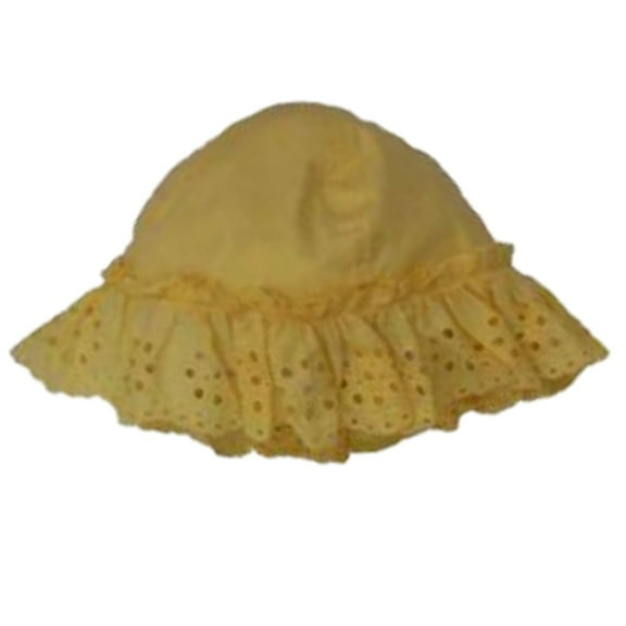 Infant Toddler Girls Ruffled Yellow Eyelet Sun Hat UV Bucket Cap Toddler