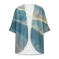 thumbnail image 4 of Cardigans for Women Kimono Cardigan Beach Cover ups Swimwear Floral Printed Lightweight Open Front Chiffon Kimonos Cardigan Puff Sleeve Loose Casual Summer Tops Blue 01 XXL, 4 of 5