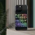 thumbnail image 3 of DistinctInk Clear Hybrid Case for Apple iPhone 13 Pro (6.1" Screen) - Play With Fairs Ride Unicorn Mermaids Moon - Raised Bezel Screen Guard, 3 of 9