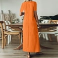 thumbnail image 7 of Evdexr Women's Maxi Dress Cotton Linen Dress Short Sleeve Flowy V Neck Solid Colour A-Line Dresses Oversized Flowy Long 2025 Shirt Dress with Pockets Orange M, 7 of 7