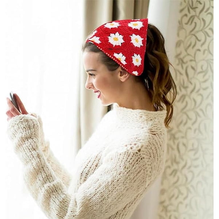 Yoyauz Crochet Bandana Headband Floral Bandana Knitted Hair  display picture 3