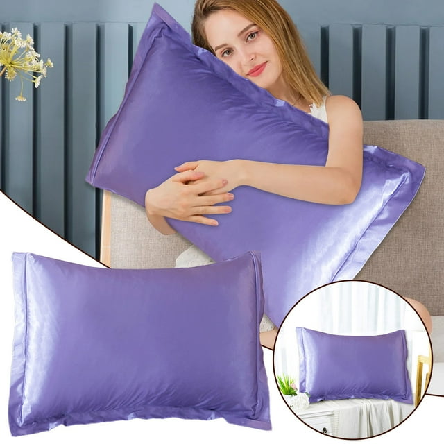 Solid Color Faux Silk Pillowcase Silk No Zipper Envelope Pillow Pillow Cover
