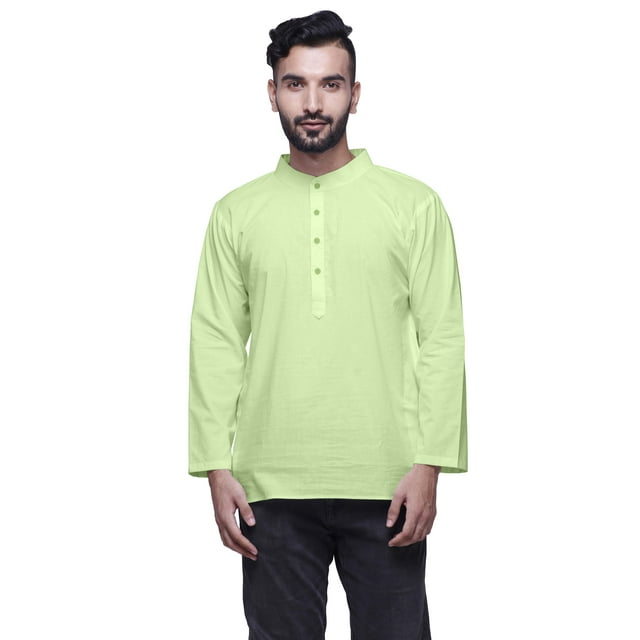 Atasi Long Sleeve Kurta For Men Solid Mandarin Collar Ethnic Shirt