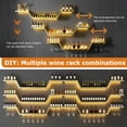 thumbnail image 6 of Yucurem 3-Tier Wall Mounted Wine Rack with LED Lights, 47.2" Metal Floating Bar Shelves with Upside-Down Glass Holder, Large Liquor Bottle Display Storage Shelf for Home Bar Dining Room Cafe Decor, 6 of 9