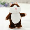 Lovely Talking Plush Hamster Toy Can Change Voice Record Sounds Nod Head or Walk Early Education for Baby deep brown and walking; height:18cm