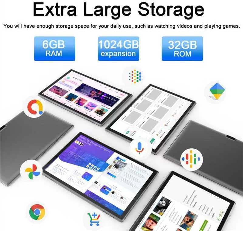 10'' Android 12 Tablet, 2 in 1 with Keyboard, 32GB ROM/512GB