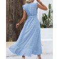 thumbnail image 4 of Vestido BTFBM escote en V con lunares suizos, estilo boho, volante y largo, azul, talla M, 4 of 6