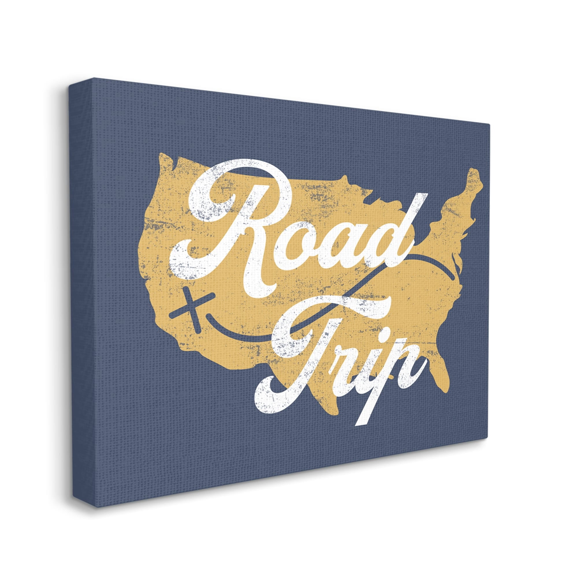 Stupell Industries Road Trip Vintage Text Traveling Country Map Canvas Wall Art, 40 x 30, Design by Lil' Rue