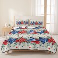 thumbnail image 3 of Queen Quilt Set 90''x96'', 4th of July Lightweight Summer Bedspread Coverlet Set with 2 Pillow Shams, Blue Red Stars Independence Day Rustic Breathable All Season Quilt Bedding for Bedroom/Guest Room, 3 of 9