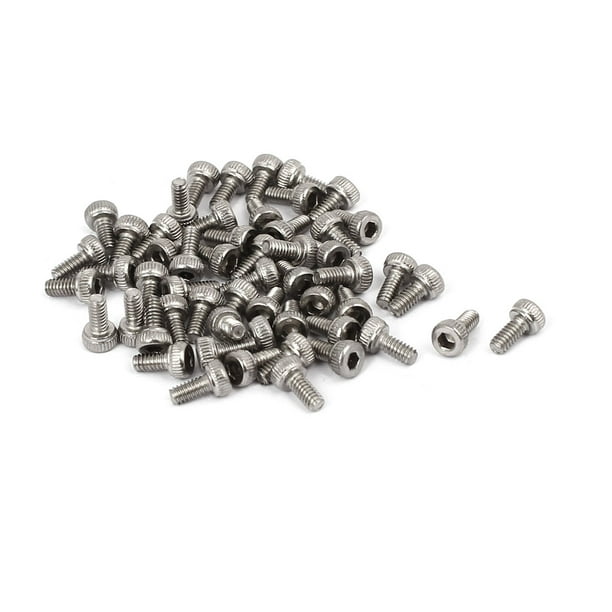 M2 x 4mm 0.4mm Paso 304 Acero Inoxidable Tornillo de Cabeza Hexagonal DIN912 55pcs