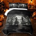 thumbnail image 2 of Erosebridal Halloween Dancing Witches Twin Quilt Set, Spooky Moonlit Jungle Twin Coverlet Set for Boys Girls, Black Gray, 2pcs 1 Bedspread and 1 Pillowcase, 2 of 7