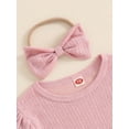 thumbnail image 6 of Suealasg Toddler Girls Clothes 6M 1T 2T 3T Ruffles Short Sleeve Round Neck Tops Elastic Waist Shorts Hairband Baby Girls 3Pcs Summer Clothes, 6 of 7
