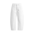 thumbnail image 5 of CQONEPT Womens Cargo Capris High Waisted Barrel Baggy Cargo Pants Wide Leg Dress Casual Cropped Trousers with Pockets White XL, 5 of 7
