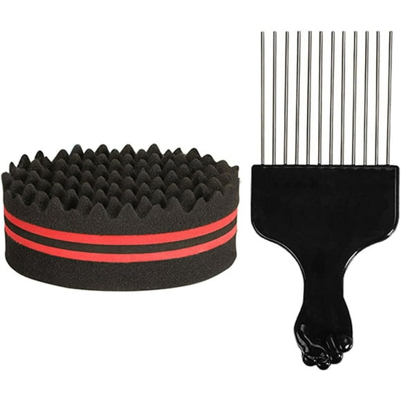 ERDS-Hair Sponge, Hair Sponge Comb Care Tool Sponge, Blue, Red (Optional) For Black Men Curls Twist King with Brush Sponge and Comb For Men and Women (Blue)