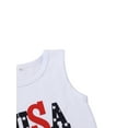 thumbnail image 4 of Blotona 2Pcs 4th of July Toddler Baby Boy Girl Summer Outfit Sleeveless American Flag Vest Tank Tops Shorts   Independence Day Set, 4 of 7