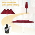 thumbnail image 3 of [2 day delivery] 15x9ft Large Double-Sided Rectangular Outdoor Twin Patio Market Umbrella w/Crank-burgundy, 3 of 9