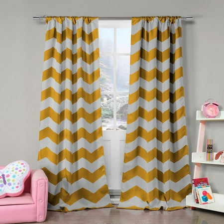 Bedroom 39 Inch Set - Fifika 39 in. W x 84 in. L Polyester Window Panel in Yellow (2 pieces)