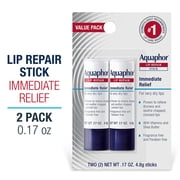 Aquaphor Lip Repair Balm Stick for Dry Chapped Lips with Shea Butter, 0.17 oz, 2 Pack
