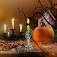 thumbnail image 4 of Green Skeleton Candlestick - 8.5 Inch LED Flameless Halloween Decor for Tabletop, Gothic Home & Party, 4 of 7