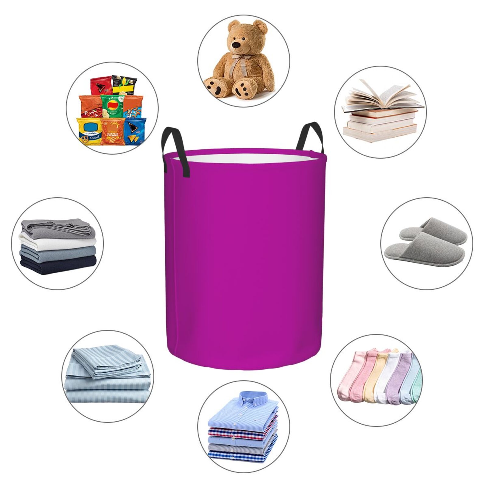 Large Laundry Basket with Handles - dark-pink Kids Baby Dirty Clothes Laundry Hamper for Bedroom Aesthetic