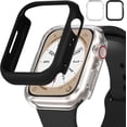thumbnail image 1 of [2 Pack] Compatible for Apple Watch 45mm Case Bumper Cover No Screen Protector, iWatch Case Sport Clear Hard PC Shockproof Protective Cover Frame for iWatch Series 8 & 7 (Black/Clear,45MM), 1 of 5
