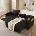 thumbnail image 3 of Muumblus 3-in-1 Convertible Sectional Sleeper Sofa with Recliner, Side Table & USB, 3-Seater Pull Out Couch Bed for Living Room, Black Chenille, 3 of 9
