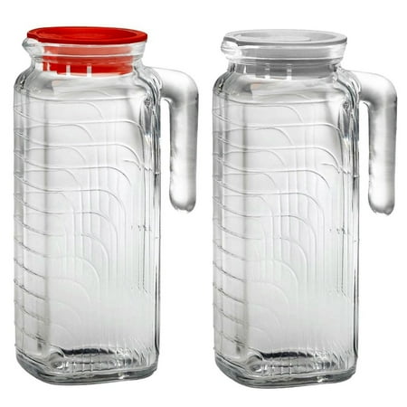 Bormioli Rocco Glass Pilsner Glass - Bormioli Rocco Gelo Glass Jug 2 Piece Set with Red and White Lid