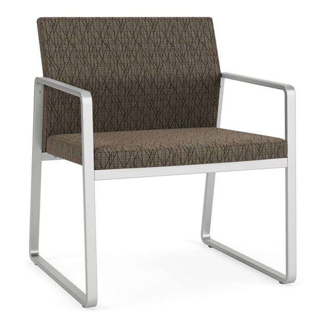Fauteuil d'Appoint Surdimensionné pour Réception et Salle d'Attente Gansett / Acier Argenté / Brun