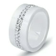 thumbnail image 3 of 10mm Black/White Ceramic Band Rings Men's Women's White/Rainbow/Red AAA Cz Ring, 3 of 7