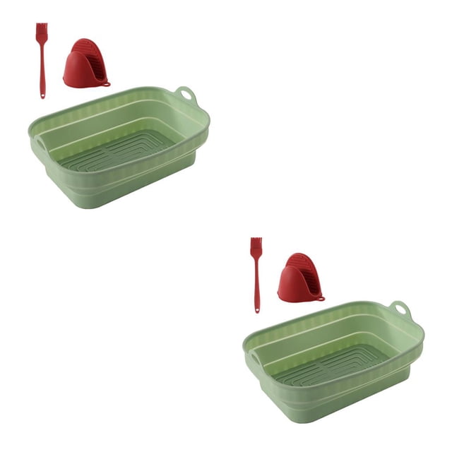 Injueey Cesta de freidora de aire de silicona, olla de forma cuadrada, freidora de aire plegable para Pizza, bandeja para hornear alimentos Type3 NO3