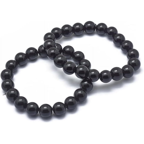 10 pulseras curativas con cuentas de piedra negra, elásticas, de 8 mm, energéticas, para mujeres y hombres, joyería, regalos de cumpleaños.