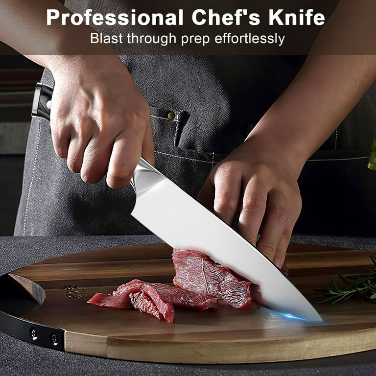 Mago Chef Knife, 8 inch Pro Kitchen Slice Knife, Gift Box Included - Grey,  Laser Engraving
