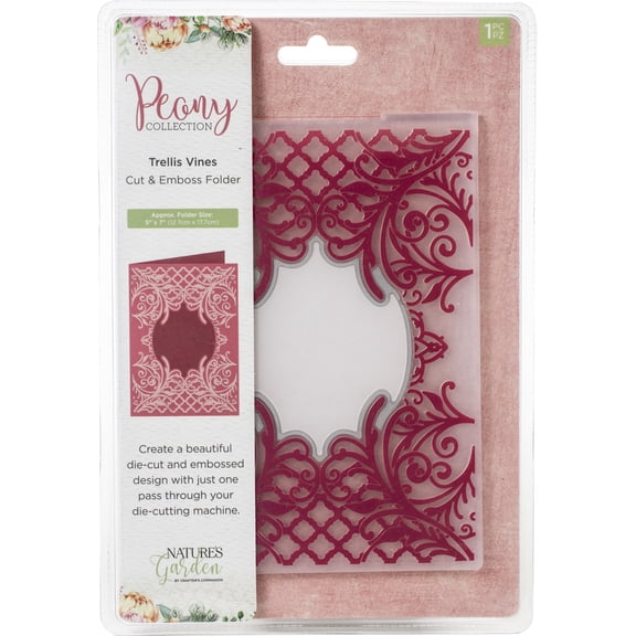 Nature's Garden Peony Cut & Emboss Folder 5"X7"-Trellis Vines