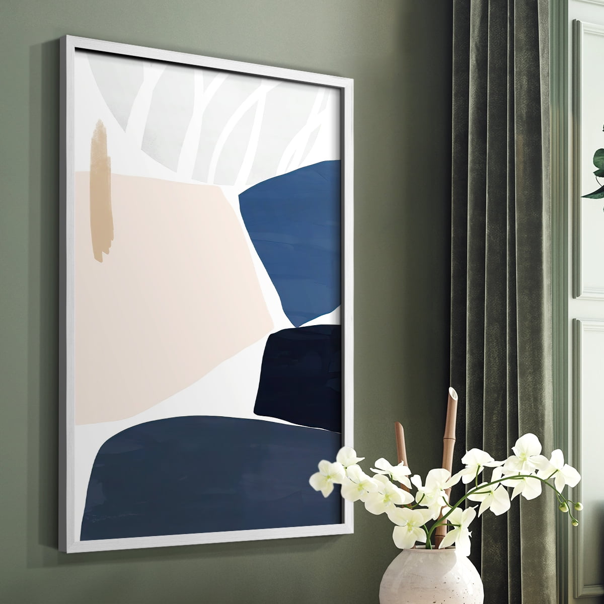 Denim and Sand II Framed Print in White Solid Wood Framed Print No Nail Hanging