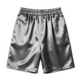 thumbnail image 5 of CHUMUD Women's Satin Silky Shorts Casual Wide-Leg Bermuda Shorts Elastic Waist Buttons Summer Edition with Pockets, 5 of 6