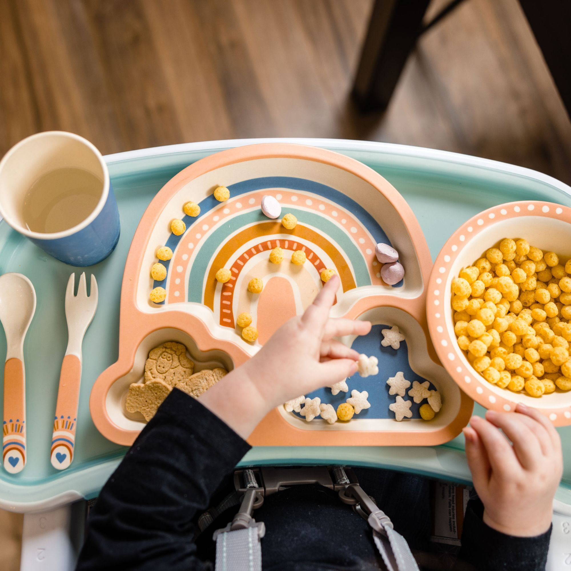 Monbebe 5 Piece Bamboo Mealtime Set, Rainbow