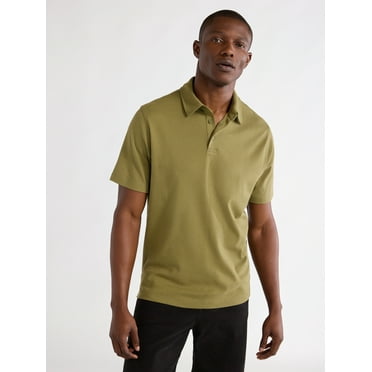 Free Assembly Mens Cotton Polo Shirt with Short Sleeves, Sizes XS-3XL
