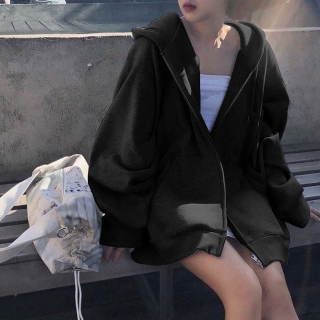 Ropa de mujer de talla grande, suéter con capucha de manga larga gris para niñas regordetas, abrigo de otoño para mujer, top holgado a la moda