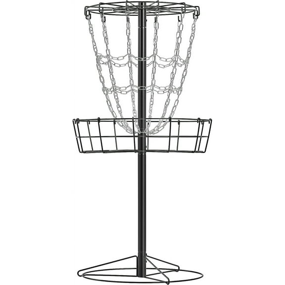 LInyy Disc Golf Basket Portable Disc Golf Practice Set 12/24 Chain w/Basket Target and Double Steel Chains for Outdoor