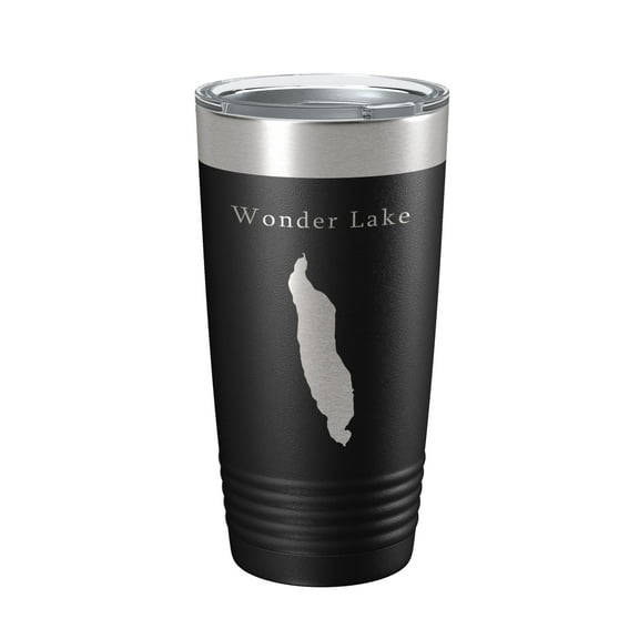 Wonder Lake Map Tumbler Travel Mug Insulated Laser Engraved Coffee Cup Alaska 20 oz Black