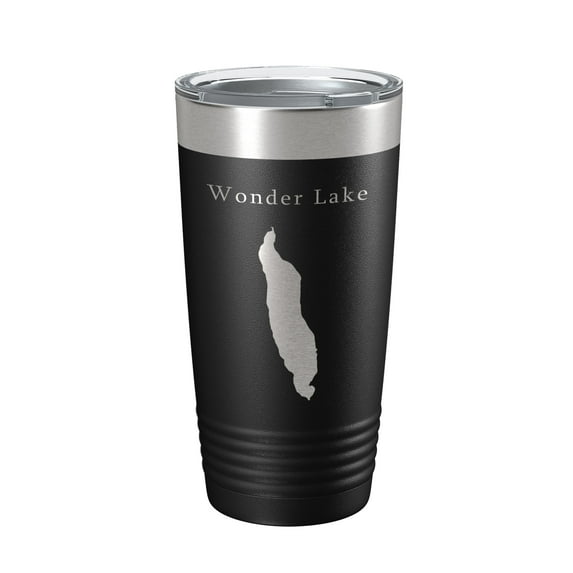 Wonder Lake Map Tumbler Travel Mug Insulated Laser Engraved Coffee Cup Alaska 20 oz Black