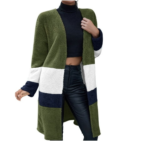 

Trench Coats for Women Fleece Jacket Women Trendy Women Outfits Long Sleeve Solid Outwear Keep Warm Winter Tops Coats Cardigan for Women on Sales Corduroy Jacket Women Army Green L