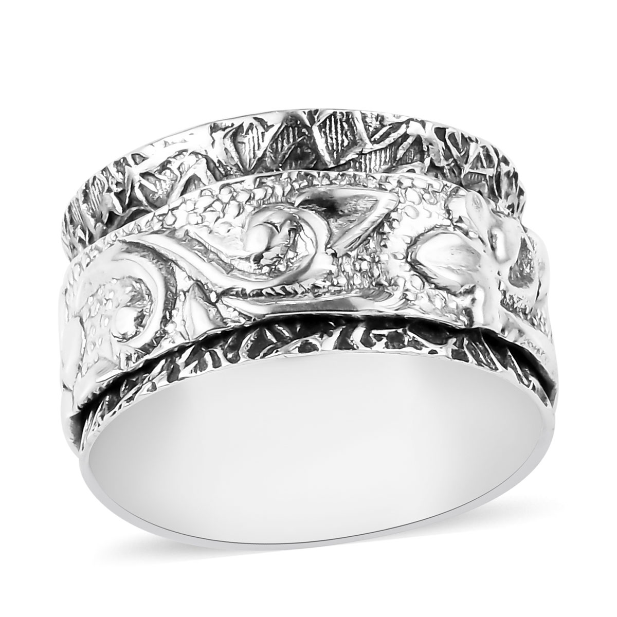 925 Sterling Silver Handmade Ring Worry Ring Spinner Ring Women Ring Gift For Her Pearl Ring Promised Ring Meditation Ring