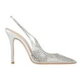 thumbnail image 2 of XYD Women Transparent Slingback Pumps with Crystal Studs Pointed Toe Stiletto High Heels Evening Prom Sandal Shoes Size 6 Silver, 2 of 4