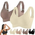 thumbnail image 4 of VISALY Seamless bras Wireless Bra Pack, Women's Seamless Non-Wired Lifting Anti-Sagging Bra 2Pc Sports Bras For, Womens Padded Sports Bra Women's Ribbed Push Up Adjustable Wireless Bra, #B Brown,L, 4 of 10