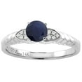 thumbnail image 1 of 14K White Gold Diamond Natural HQ Blue Sapphire Engagement Ring Round 6 mm, size 6, 1 of 3