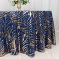 thumbnail image 4 of Efavormart 120" Royal Blue Gold Wave Embroidered Seamless Sequin Round Tablecloth, 4 of 7