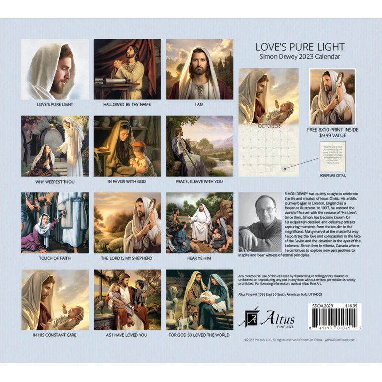 2023 Christian Calendar - Simon Dewey Love's Pure Light Wall Calendar -  Walmart.com